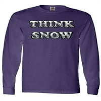 Инктастична сива мисла маица со долг ракав со снег