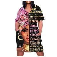 Royallove Женски Секојдневен Голем V-Вратот Краток Ракав Печатени Џеб Лабава Фустан летни фустани за жени
