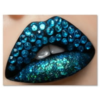 Womanенски усни со црн кармин Сини дијаманти сликање платно уметнички принт
