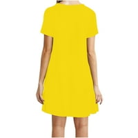 Мишуовоти Цврсти Жолти фустани за жени Жени Секојдневен Макси Фустан Со Кратки Ракави Со Кратки Ракави Со Точки