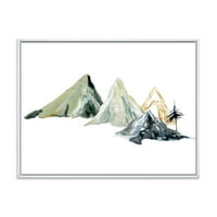 Дизајнарт Темно Сина Планински Пејзаж Зимски Минималистички Јас Модерна Врамена Платно Ѕид Уметност Печатење