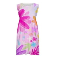 Девојче за облека за деца Деца бебе девојки мода симпатична цветен цветен фустан со повеќекратна печатење, намалена розова 8t