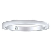0. Карат тркалезна форма бел природен дијамантски акцент во дијамантски свадбен бенд прстен 18K цврсто бело злато прстен големина-6