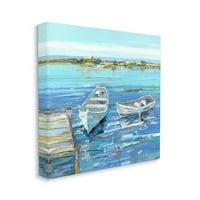 Sulpell Industries Serene Row Boats Ocean Dock Painting Gallery завиткана од платно печатење wallидна уметност, дизајн од Сали Сватленд
