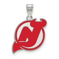 Логорт НХЛ Newу Jerseyерси ѓаволи Стерлинг сребрен голем емајл приврзок