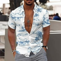 Аурорална машка облека за облека Мажи модни обични копчиња Хаваи печатење на блуза со кратки ракави за кратки ракави