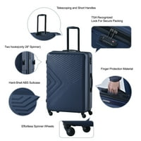 Хомо -багажот поставува лесен куфер ABS со две куки, тркала за вртење, заклучување на TSA, сива боја