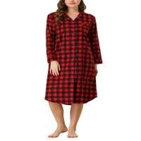 Уникатни поволни цени за женски карирани срцеви печатени кошула со кошула за куќички за пижама фустан од кошула