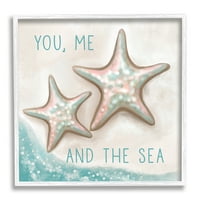 Stuplepe You Me & Sea Beach Starfish Romance Pandaspape сликарство бело врамен уметнички печатен wallид уметност
