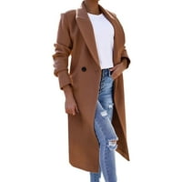 Женски палта трендовски блуза Тенки ров долги дами тенок долг појас елегантен над јакна за надворешна облека