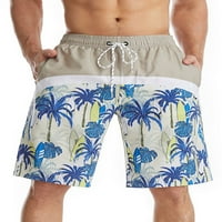 Рејлун Мажи Летни Кратки Панталони Блок Во Боја Дното На Плажа Со Среден Струк Шорцеви За Одмор Облека За Плажа Дневна Тренингот