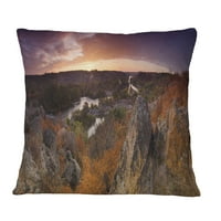 DesignArt Рурално есенско зајдисонце Панорама - пејзаж печатена перница за фрлање - 12x20