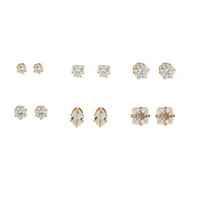 Времето и TRU женски накит Есенцијални симулирани обетки од дијамантски обетки, 6-пакувања