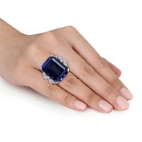 Miaенски карат во Миабела создаде сина сафир 1- Карат дијамант 14kt Бело злато коктел прстен