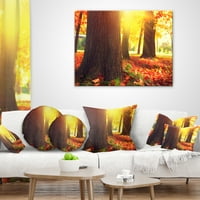Дизајнрт есенски дрвја на сончева светлина - пејзаж печатена перница за фрлање - 16x16