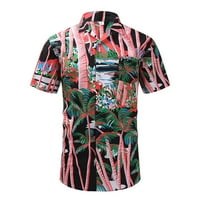 Куоф Хавајска Облека За Одмор Машки Етнички Стил Печатење Кратки Ракави Лабави Копчиња Секојдневна Кошула Блуза Блузи