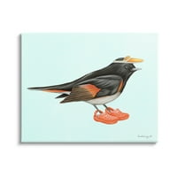 Tupleple Industries црна портокалова птица облечена во гума затнувања, графичка уметничка галерија, завиткана од платно, печатење