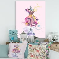 Дизајн на „Убав виолетова фустан со набори на мода манекен“ француска земја платно wallидна уметност печатење