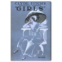 Wynwood Studio Advertising Wall Art Canvas Prints 'Girls III' постери - сина, бела