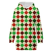 Следете Миди Фустани За Жени Вратот На Екипажот Christmas Божиќ Цветни Цветни Печатени Долги Ракави Секојдневен Фустан