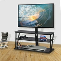 Liveditor Swivel Floor 3-слој стакло Универзален ТВ штанд со монтирање, висина и агол прилагодлив за повеќето