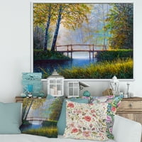 DesignArt 'Sunrise Gllow and The Awakening Spring Spring Forest' Lake House Dramed Canvas wallидна уметност печатење