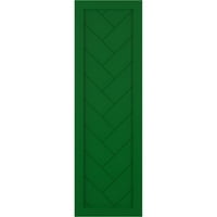 Ekena Millwork 15 W 61 H TRUE FIT PVC SINGE PALLEY HERRINGBONE модерен стил фиксни ролетни за монтирање, виридијан зелена