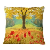 DesignArt Прекрасно есенско жолто дрво - цветно фрлање перница - 16x16