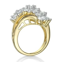 Jayеј срце дизајнира стерлинг сребро со 14к жолто злато позлата симулиран коктел прстен со бел дијамант