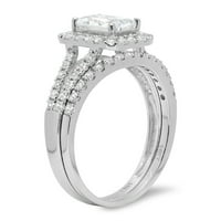 1,57ct смарагд исечен оригинален култивиран дијамант SI1-Si J-K 14K бело злато ореол ангажман свадба невестински сет дизајнер