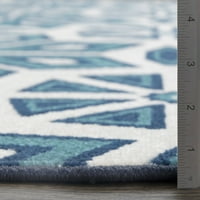 Ломакноти Тераса Тропски Венсли 4 '6' Геометриски затворен простор на отворено килим сино бело