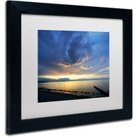 Трговска марка ликовна уметност Затегнување на северниот брег зајдисонце платно уметност од Курт Шафер бел мат, црна рамка