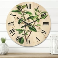 Дизајн на „Антички зелени лисја Растенија VII“ Традиционален часовник од дрво