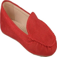 Collectionенска колекција на списанија Halsey Moc Pone Perforated Loafer Red Perforated Fau Suede 8. M.