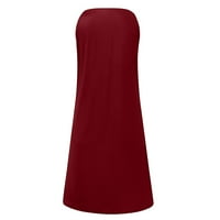 Фустани За Жени Без Ракави А-Линија Мини Лабава Печатена Тркалезна Деколте Фустан Црвена XL