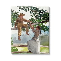 Децата „Ступел индустрии“ кои играат искачувачко дрво Традиционална облека за сликање на облека, завиткана од платно, печатена