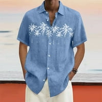 Дизајнер на Ханас Пролетно лето лето машка лесна ленена постелнина цврста боја со кратки ракави кошули лабави кошули