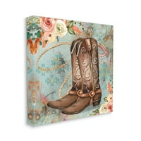 Чувници за кубни каубојски чизми западно Пајсли флорали Ботаничко и цветно сликарство галерија завиткано платно печатено wallид
