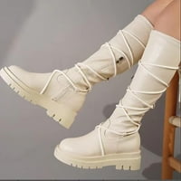 Homadlesенски чизми за продажба на ниска потпетица- платформа за платформа бела големина 7