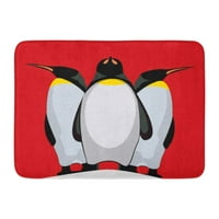 Црвено Животно Црн Антарктик Три Пингвини На Мраз Син Цртан Филм Бел Арктички Килим Вратар Бања Мат 23.6 х