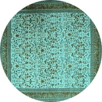 Ахгли Компанија Внатрешна Тркалезна Персиска Светло Сина Традиционална Област Килими, 4 ' Круг