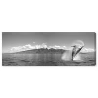 Авенија на пистата Наутичка и крајбрежна wallидна уметност платно за кршење на кит на кршење на кит Б & В од Дејвид Флитам 'Морски