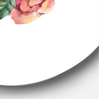 DesignArt 'Антички диви цвеќиња и бургундска роза' фарма куќа метална wallидна уметност - диск од 11