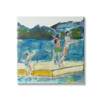 Stuple indtries деца на приклучок за пливање апстрактна современа езерска сцена, 17, дизајн од Сне Мари