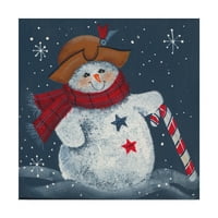 Заштитена марка ликовна уметност „Снежен човек со бонбони трска“ платно уметност од Беверли Johnонстон