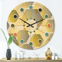 DesignArt 'Hexagon Retro Model xi' Modern-Century Modern Woodиден часовник од дрво