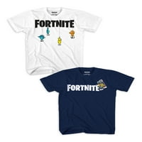 Графичка маица со лого на Fortnite Boys, 2-пакет, големини 8-18