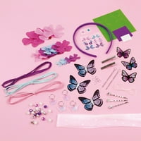 Направете го тоа реално: Круна на волшебство- комплет за накит за DIY, создадете до привлечни додатоци за коса, пеперутки, розово