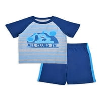 Маици за бебиња и мали сили на сина боја, шорцеви и панталони за панталони со џогер, сет, 4-парчиња, големини 12м-5Т
