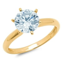 2.5 кт круг сече сина симулирани дијамант 14к жолто злато годишнината ангажман прстен големина 8.75